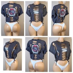 Edgy Black Goth Custom Cutout Graphic Tee